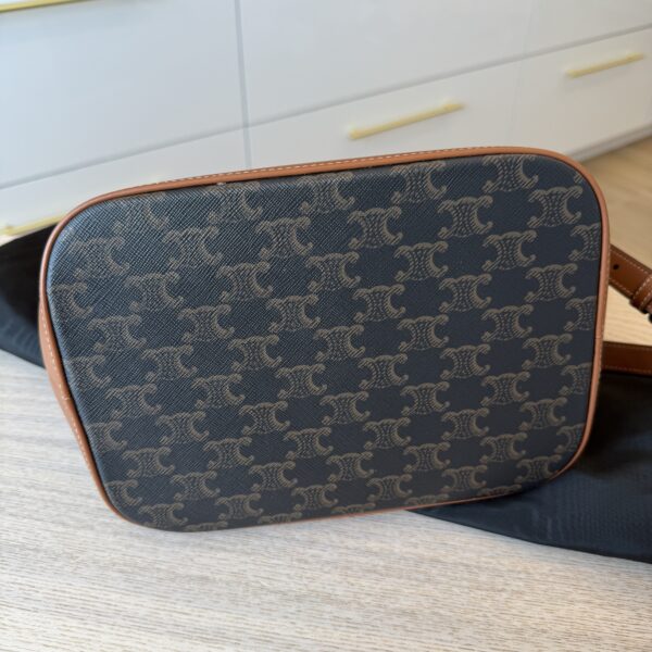 Celine Bucket Bag Triomphe Coated Canvas Medium