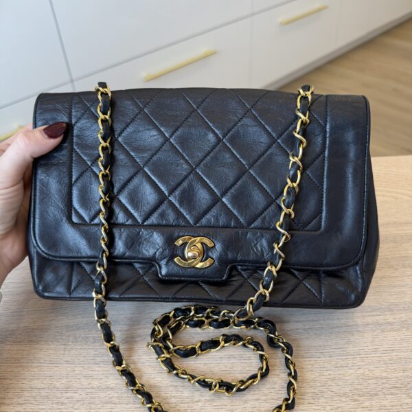 Chanel Lambskin Quilted Medium Single Flap Navy Gold Hardware