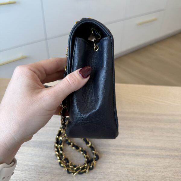 Chanel Lambskin Quilted Medium Single Flap Navy Gold Hardware