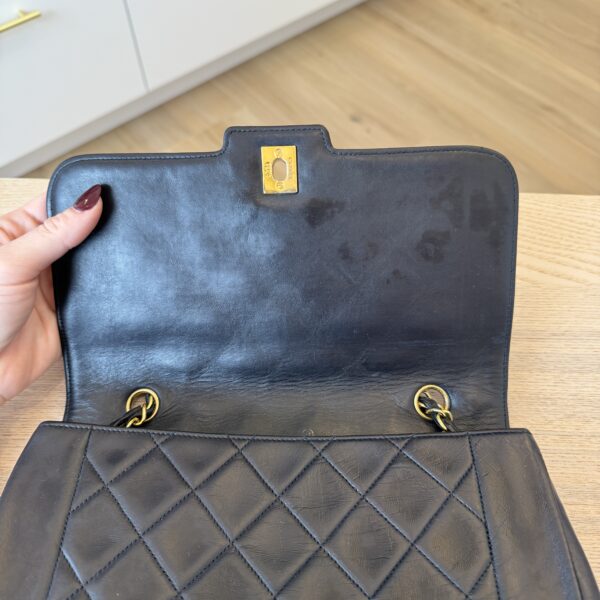 Chanel Lambskin Quilted Medium Single Flap Navy Gold Hardware