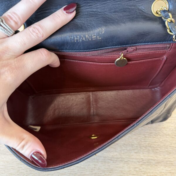 Chanel Lambskin Quilted Medium Single Flap Navy Gold Hardware