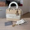 CHRISTIAN DIOR Medium Lady Dior Bag Natural Rattan and White Dior Oblique Jacquard Gold