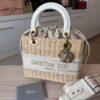 CHRISTIAN DIOR Medium Lady Dior Bag Natural Rattan and White Dior Oblique Jacquard Gold