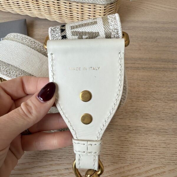 CHRISTIAN DIOR Medium Lady Dior Bag Natural Rattan and White Dior Oblique Jacquard Gold