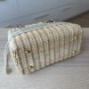 CHRISTIAN DIOR Medium Lady Dior Bag Natural Rattan and White Dior Oblique Jacquard Gold
