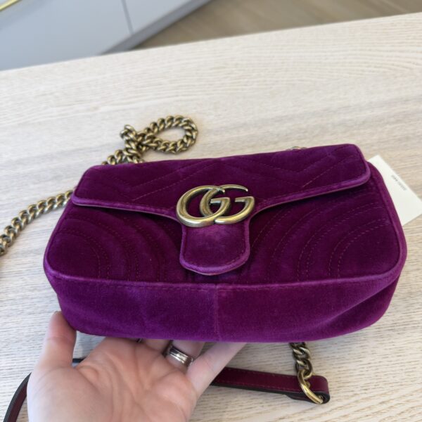 GUCCI Velvet GG Marmont Mini Metelasse Shoulder Bag