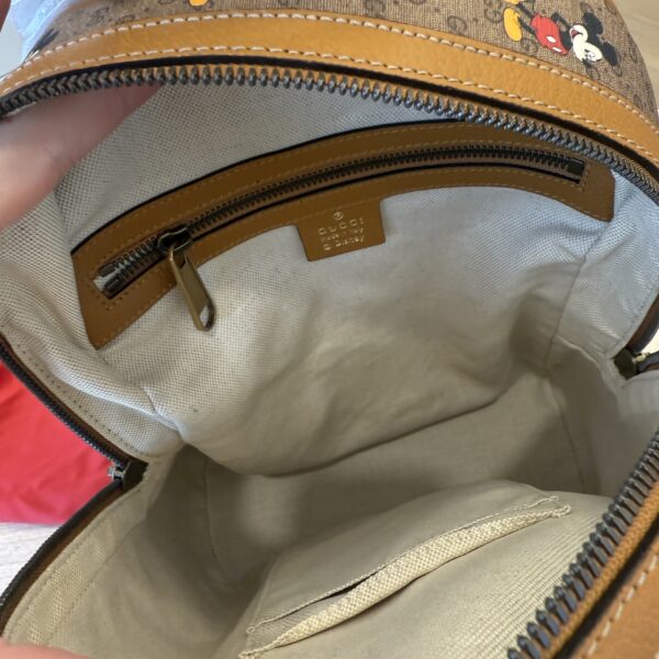 Gucci X DISNEY Mini Vintage GG Supreme Monogram Mickey Mouse Small Dome Backpack Beige Vintage Sun Oil