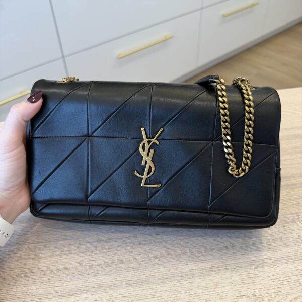 Saint Laurent (YSL) Lambskin Patchwork Monogram Medium Jamie Black GHW