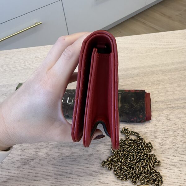 Gucci Red Quilted Calfskin Leather GG Marmont Super Mini Crossbody Bag