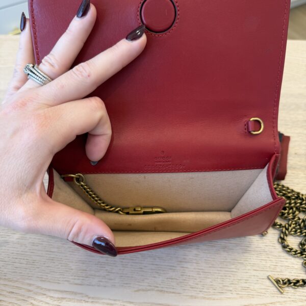 Gucci Red Quilted Calfskin Leather GG Marmont Super Mini Crossbody Bag