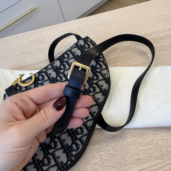 CHRISTIAN DIOR Saddle Triple Zip Crossbody Pouch Oblique Canvas Navy