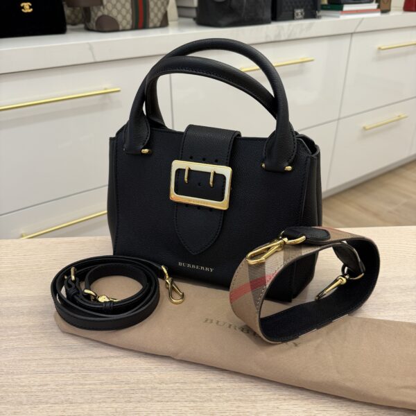Burberry Soft Grain Black Buckle Tote Small
