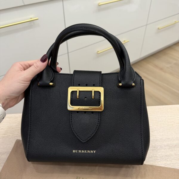 Burberry Soft Grain Black Buckle Tote Small
