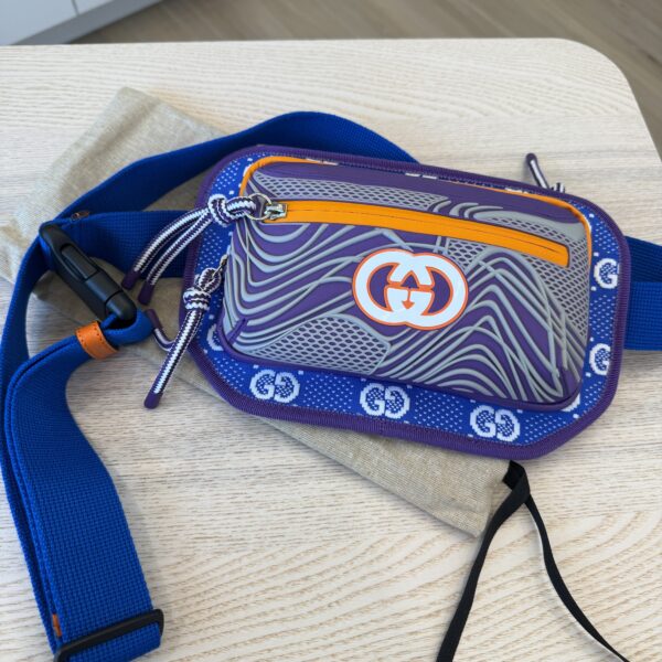 Gucci Jersey GG Monogram All Over Sporty Belt Bag Grey White Multicolor
