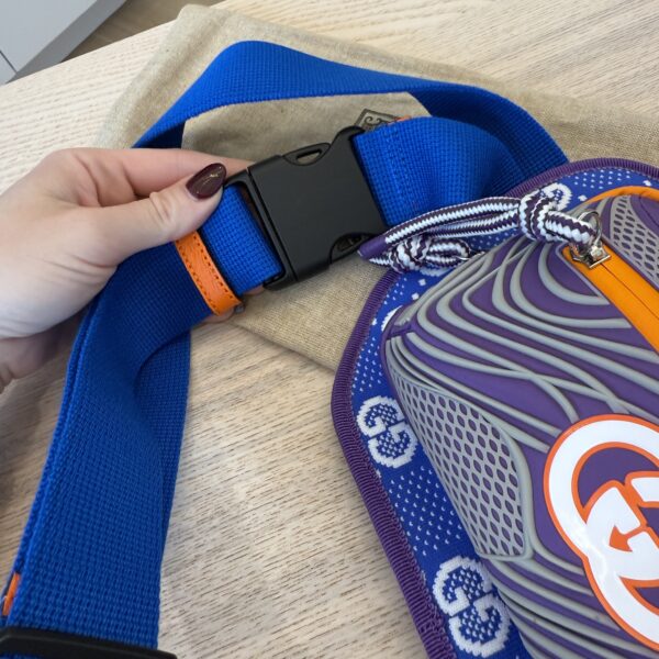 Gucci Jersey GG Monogram All Over Sporty Belt Bag Grey White Multicolor