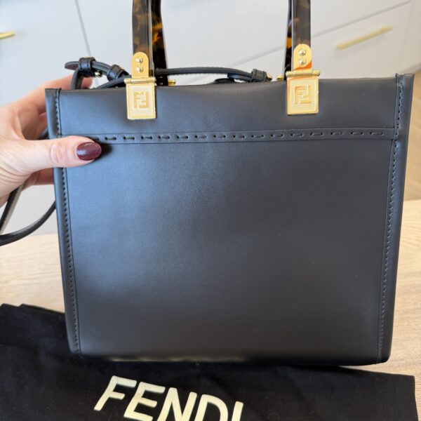 Fendi Sunshine Small Black Leather Shopper
