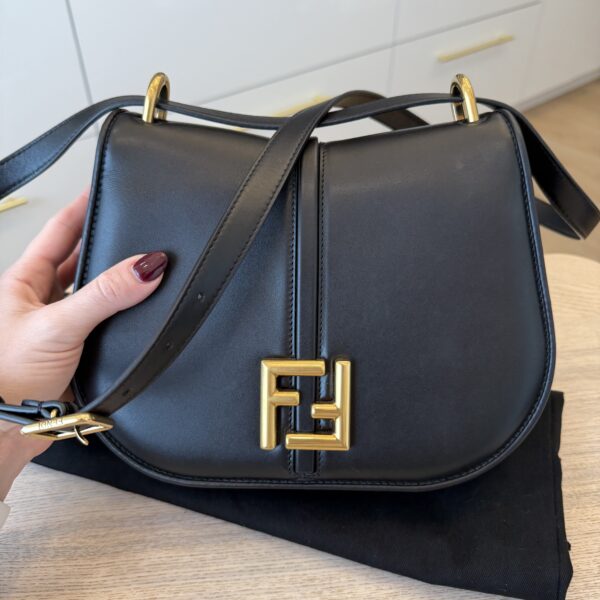 Fendi Vitello Brenta Cher Medium Fendi C'mon Black