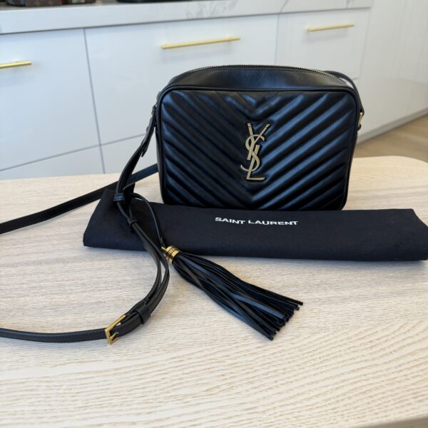 Saint Laurent Calfskin Monogram Lou Camera Black Gold Hardware