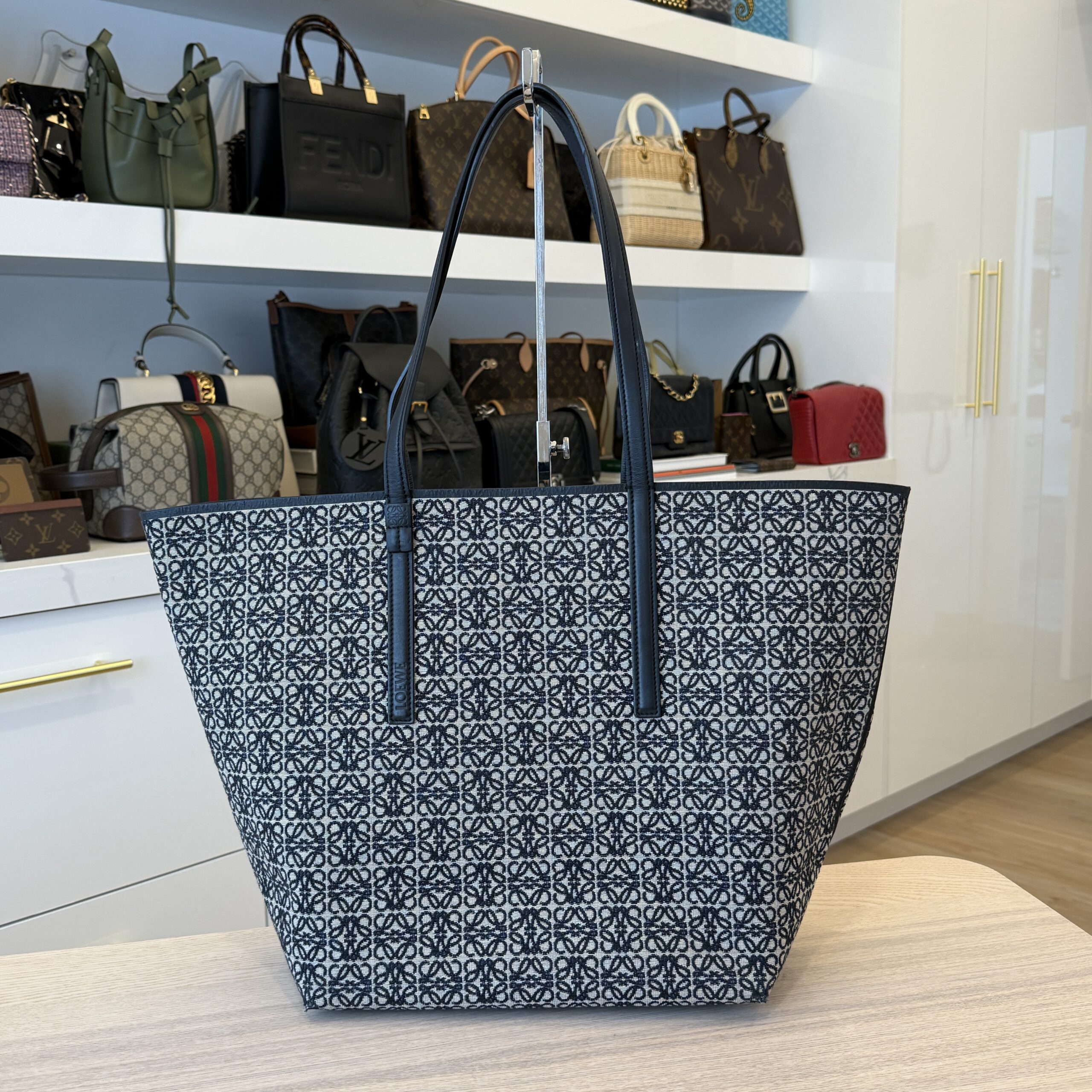 Loewe Anagram Jacquard Tote Navy