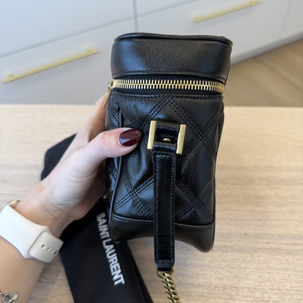Saint Laurent Grain de Poudre Quilted 80's Vanity Bag Black
