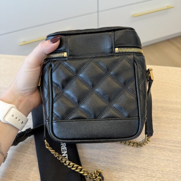 Saint Laurent Grain de Poudre Quilted 80's Vanity Bag Black