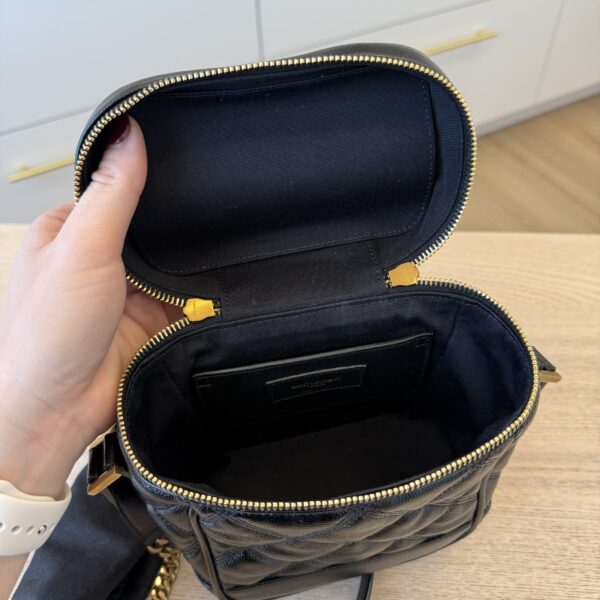 Saint Laurent Grain de Poudre Quilted 80's Vanity Bag Black