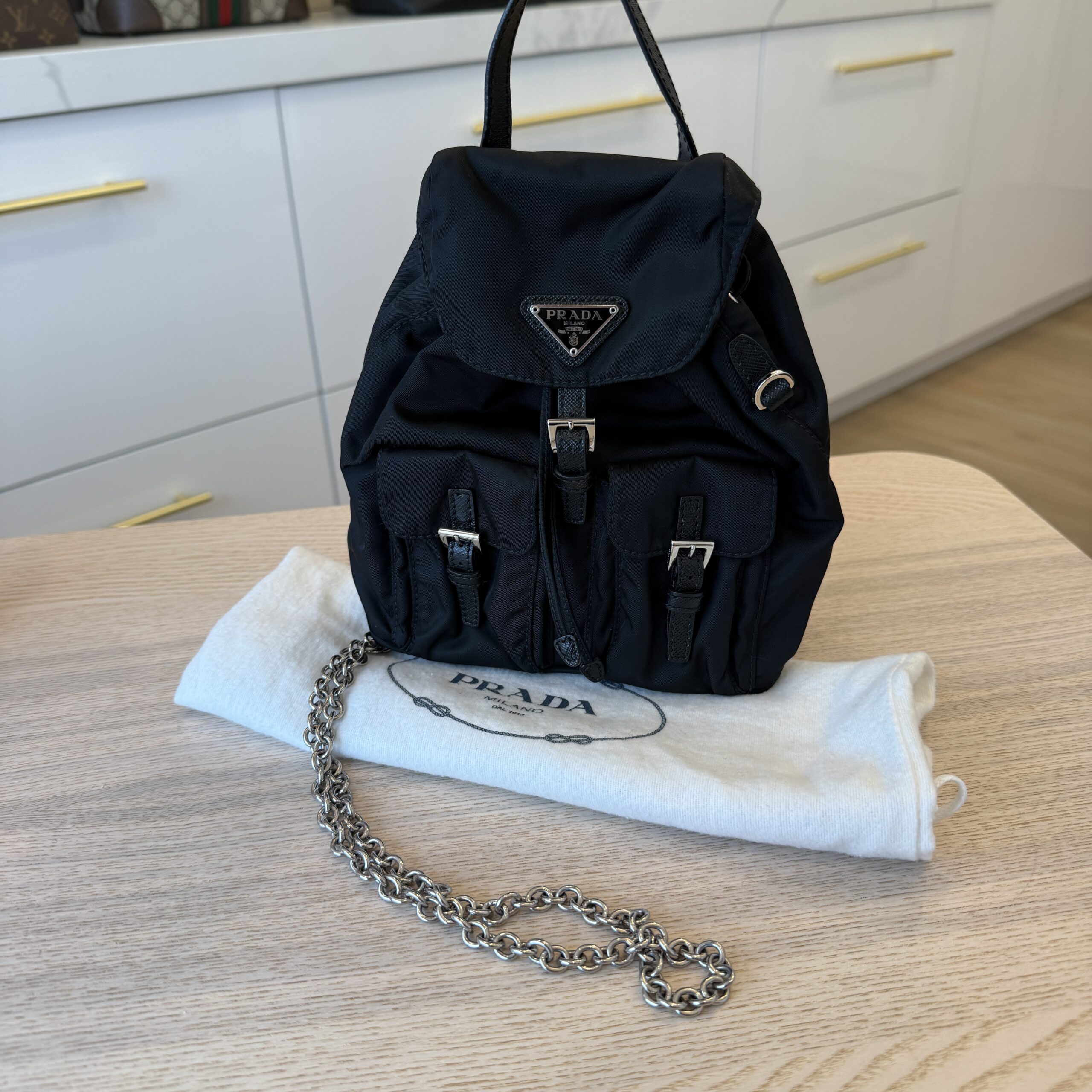 Prada Nylon Vela Mini Crossbody Backpack Black