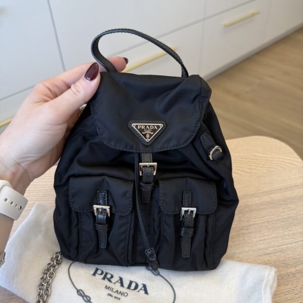 Prada Nylon Vela Mini Crossbody Backpack Black