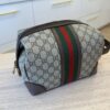 Gucci GG Supreme Monogram Textured Dollar Calfskin Web Small Savoy Toiletry Case Beige Ebony