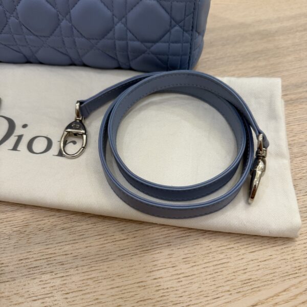 Christian Dior Lambskin Cannage Medium Lady Dior Silver Hardware Blue