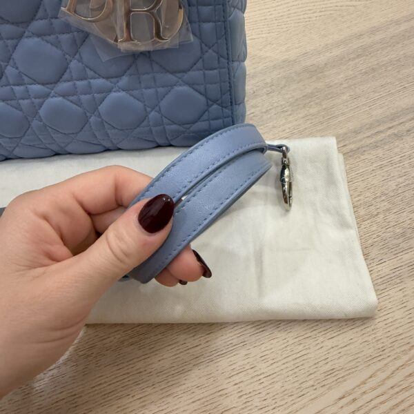 Christian Dior Lambskin Cannage Medium Lady Dior Silver Hardware Blue
