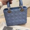 Christian Dior Lambskin Cannage Medium Lady Dior Silver Hardware Blue