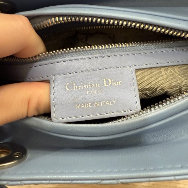 Christian Dior Lambskin Cannage Medium Lady Dior Silver Hardware Blue