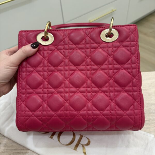 Christian Dior Lambskin Cannage Medium Lady Dior Gold Hardware Pink