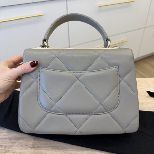 Chanel Lambskin Quilted Small Trendy CC Dual Handle Flap Bag Grey Gold Hardware