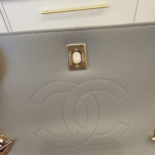 Chanel Lambskin Quilted Small Trendy CC Dual Handle Flap Bag Grey Gold Hardware