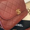 Chanel Lambskin Quilted Chain Infinity Top Handle Flap Burgundy