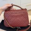 Chanel Lambskin Quilted Chain Infinity Top Handle Flap Burgundy