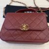 Chanel Lambskin Quilted Chain Infinity Top Handle Flap Burgundy