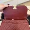 Chanel Lambskin Quilted Chain Infinity Top Handle Flap Burgundy