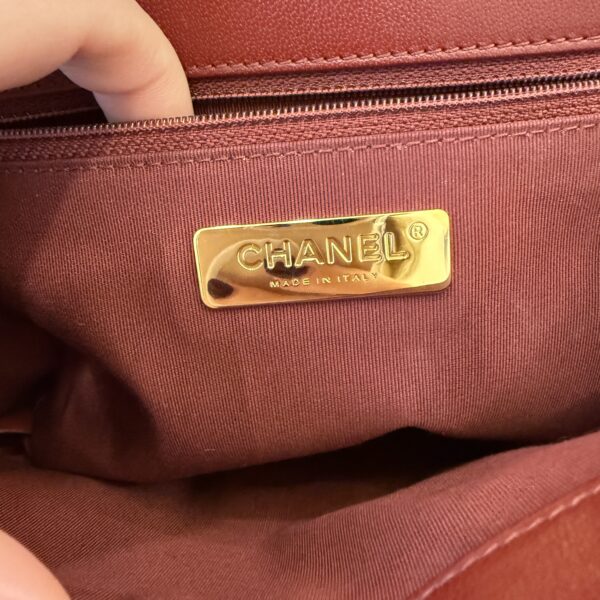Chanel Lambskin Quilted Chain Infinity Top Handle Flap Burgundy