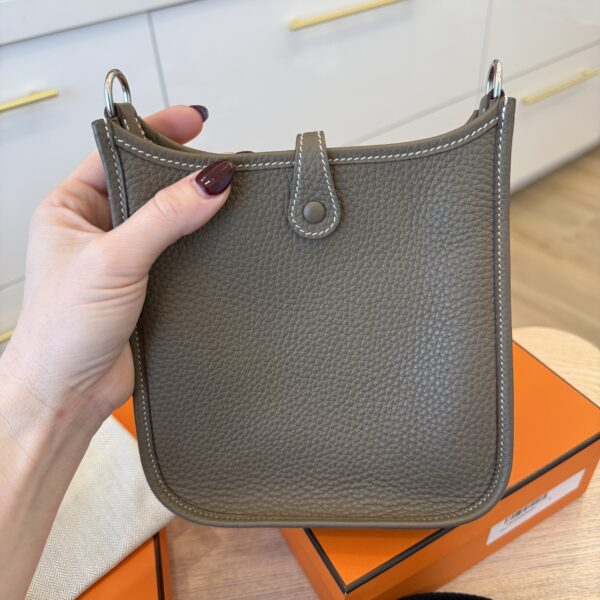 Hermes Taurillon Clemence Amazone Evelyne TPM Etoupe Bleu Indigo