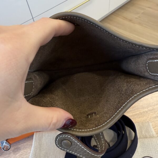 Hermes Taurillon Clemence Amazone Evelyne TPM Etoupe Bleu Indigo
