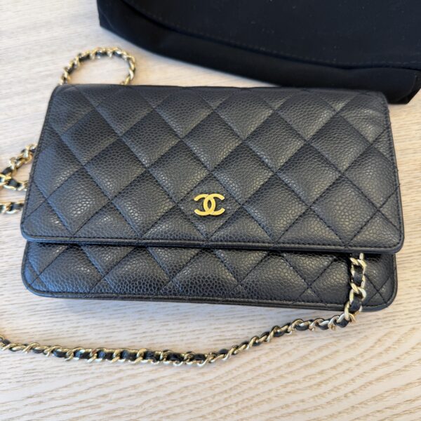 Chanel Caviar Quilted Wallet on Chain WOC Black Gold Hardware