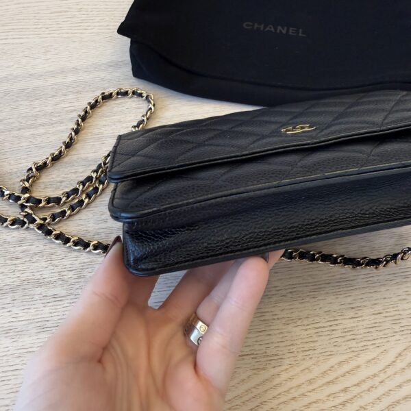 Chanel Caviar Quilted Wallet on Chain WOC Black Gold Hardware