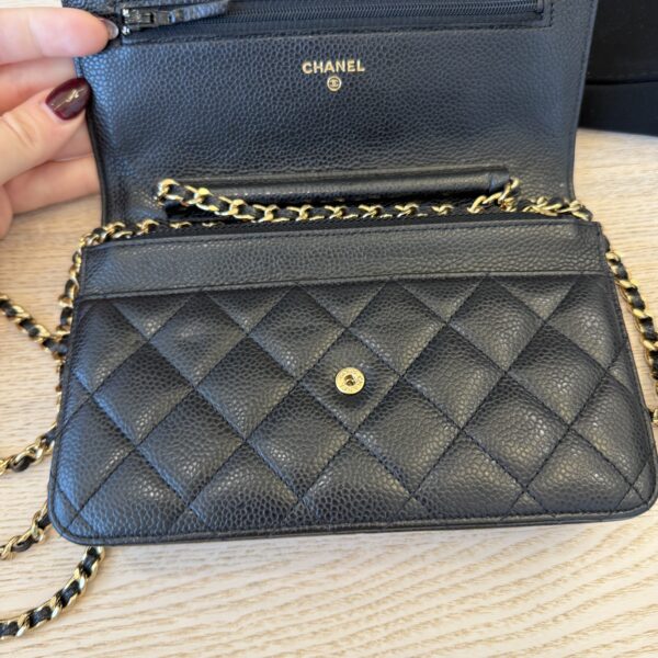 Chanel Caviar Quilted Wallet on Chain WOC Black Gold Hardware