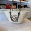 Loewe Iraca Palm Calfskin Medium Anagram Basket Bag Natural Tan