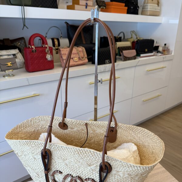 Loewe Iraca Palm Calfskin Medium Anagram Basket Bag Natural Tan