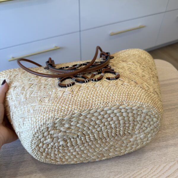 Loewe Iraca Palm Calfskin Medium Anagram Basket Bag Natural Tan