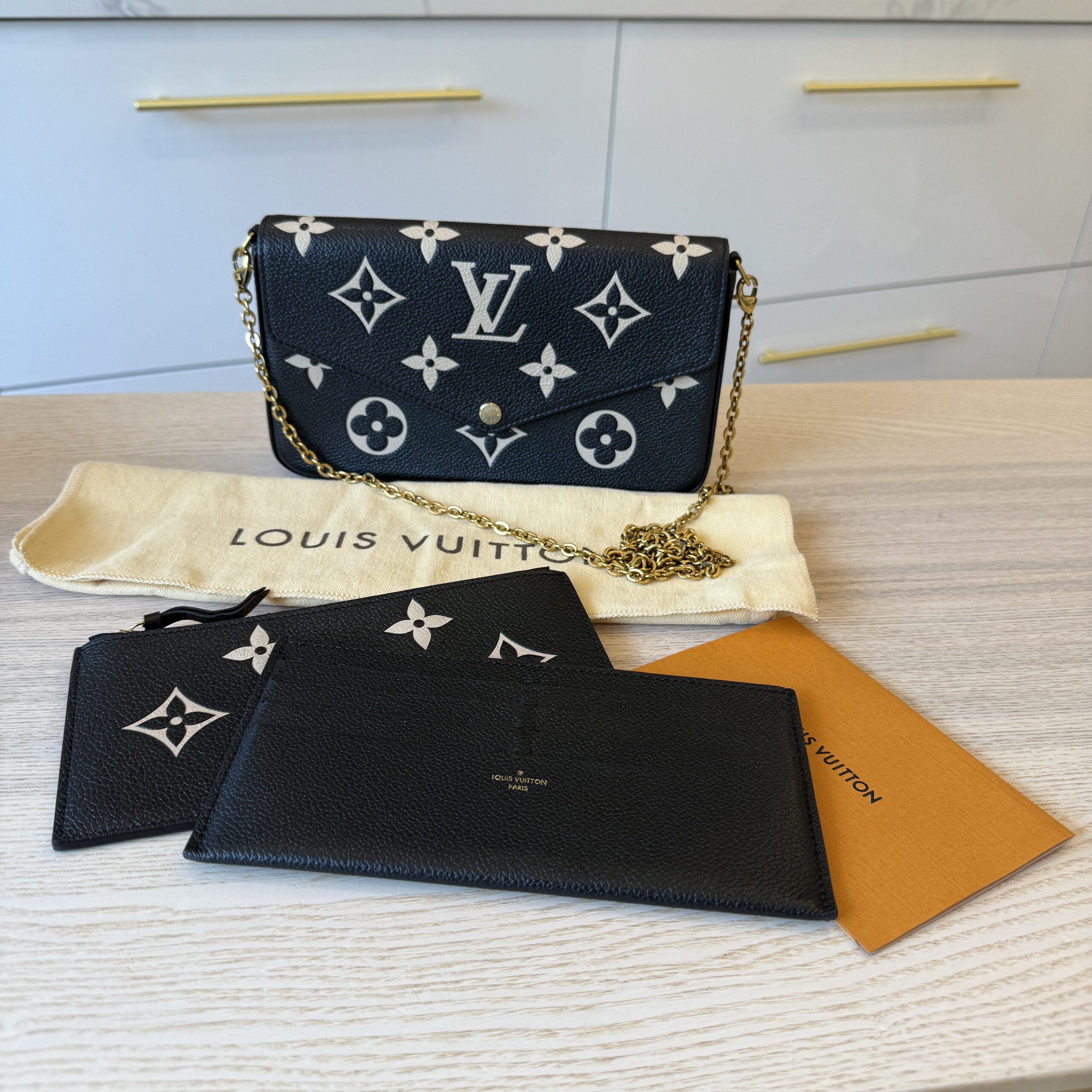 Louis Vuitton Empreinte Monogram Giant Felicie Pochette Black Beige